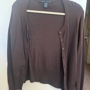 Scott Taylor Brown Knit Cardigan | Size Small